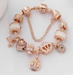 Fashion Style Charm Bracelet Women Family Tree BFF Pendant European Charm Beads Magnolia Cherry Dangle Fits Charm Bracelets Necklace DIY Jewelry6552085