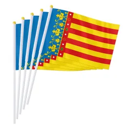 Tillbehör Pterosaur 14x21cm Spanien Spanska Valencia Handflagga, Espana Valencia Autonomous Region Hand Håller Liten Waving Flag Decor
