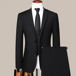 Boutique blazer pantaloni maschile in stile britannico elegante moda più semplice gentiluomo casual uomo abito twopice 240507
