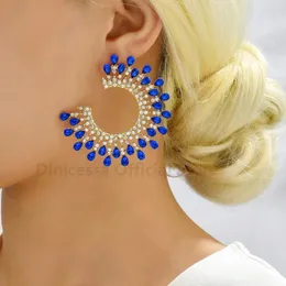 Kolczyki obręcze Elegancki dekoracje mody Big Circle for Women Trend Luksusowy projekt przekłucznia kryształowy pendientes weselna biżuteria