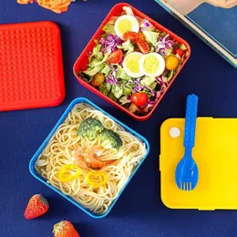 Lunch Boxes Bags DIY Building Block Lunch Box for Kids Creative Food Container Packed Lunch Bags for Student Microwave Bento Box Storage