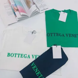 BV zielone krótkie kobiety t trójwymiarowa silikonowa litera z nadrukiem T-shirt mężczyzna Pure Cotton Para Trendowa marka na pół rękawie Trójkąt Logo TOP0