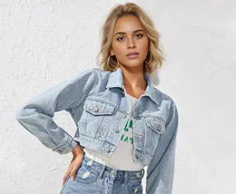 Damen Jeans Jacke Fashion Revers Short Denim Casual Streetwear Pendeln Außenbekleidung Winter Ladies Mantel Y2K 240423