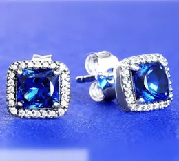 925 Orecchini a bordo scintillante blu in argento in argento sterling si adattano alle orecchini della moda di gioielli in stile p europeo 6542862
