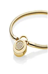 الأزياء الفاخرة الذهب الصفراء CZ Diamond Backlets Original Box for 925 Silver Lock Chain Bracelet Womenwaly2053688