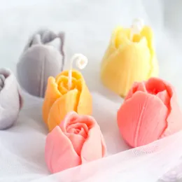 2024 3D Tulip Candle Mold Handgjorda DIY Flower Soap Silikon Mögel Chokladkaka Mögel Silikon Mögel Svål Formar Tvåltillverkning för DIY
