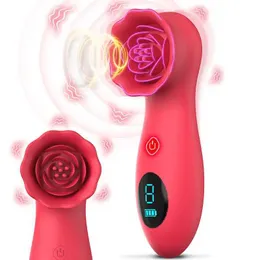 Diğer Sağlık Güzellik Ürünleri Gül Masaj Stick Vibratör Kadın Mastürbator Labia ve Meme Uyarıcı Sıvı Kristal Ekran Yetişkin Q240508