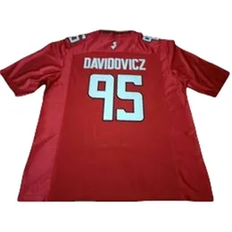 2024 Rutgers Szkarłatny rycerz Justin Davidovicz #95 Real Full Hafdery College Size S-4xl lub Custom dowolne nazwisko lub koszulka numer