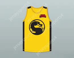 CUSTOM NAY Mens Youth/Kids BRUCE LEROY GREEN 85 THE LAST DRAGON YELLOW MORTAL KOMBAT JERSEY WITH EMBROIDERED PATCH TOP Stitched S-6XL