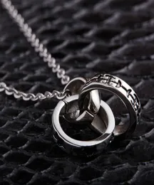 pendant men039s Three Stainless steel jewelry lovers Titanium Ring Necklace que Silver Pendant4349817