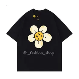 디자이너 셔츠 남성과 여자는 셔츠 남자 페이스 여름 여름 여름 여자 티 느슨한 탑 둥근 목 까마귀 꽃 모자 작은 노란색 얼굴 그림 셔츠 124