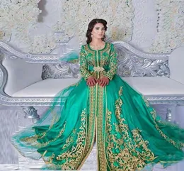Långärmad smaragdgrön muslimsk formell kvällsklänning Abaya Designs Dubai Turkish Prom Evening Dresses Glowns Marockan Kaftan4592669