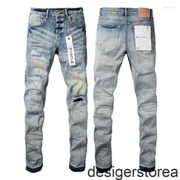 Mens Jeans Brand Purple Man Black High Street Paint Graffiti Pattern Damaged Ripped Skinny Trousers Denim Pants p2