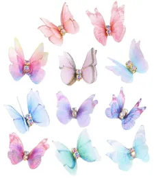 20pcs 3d Big Chiffon Butterfly Metal Basis mit Glitzer Strass -Strass lebendigem Schmetterling Design Nagelkunst Dekorationen Nagelzubehör8557871