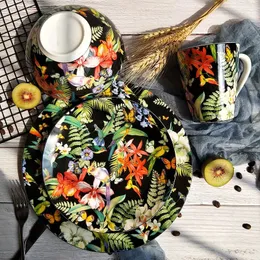 Placas de jantar de porcelana de mesa de flor espanhol