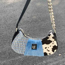 Alışveriş Çantası Haex Modu Straat Bolso Mujer Harajuku Patchwork Pluche Vrouwen TA 2022 Trend Vintage Rit Kettingen Esthetische Sac Bir Ana 346T