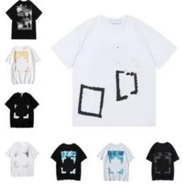 Summer luksusowe męskie i damskie koszulki designerskie odzież luźna koszulka Top Męski Street Graffiti Shirt Bluza krótkie rękawowe T-shirt OFS White
