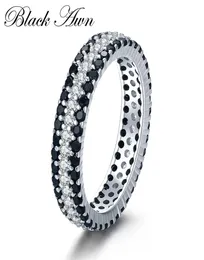 Модные кольца классический серебряный цвет ювелирные украшения круглый черный шпинель обручальные кольца для женщин Bijoux Femme C4432951858