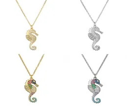 2020 Ny ankomst Lucky Necklace CZ Stone Colorful Seahorse Pendant Necklace For Women Män släpper gåva smycken4034445