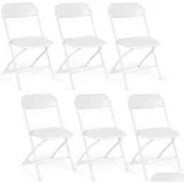 Decoração de festa 4 Pacote Cadeiras de Cadeiras de Plástico Branco Cadeiras Intendidas ao ar livre com moldura de aço 330 libras para o quintal de casamento EV Dhzel