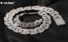Увин 17 мм тяжелые ожерелья из циркона Miami Baguette для мужчин заморожены кубинская цепочка AAA CZ Drong Установка ожерелья хип -хоп ювелирные изделия 29781690