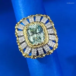 Ringos de cluster S925 Silver Buchelati Wind Green Tourmaline 8 10 Coquetelas de casamento no estilo europeu e americano Instagram jóias de casamento