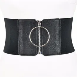 Cinture cinture ultra larghi per abiti da donna elastico femmina grande cerchio metallico anello nero cummerbund cintura in vita