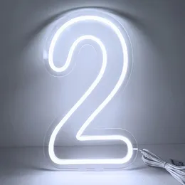 Numeri al neon grande 1 2 3 4 5 6 7 8 9 0 Segno per il compleanno Decoro della festa di nozze 38 cm Numero alto segnali di luce LED USB alimentata 240429