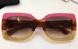 WholeLuxury Oversize glittered squareframe 0083S Sunglasses Brown Gradient Len Women Fashion Designer Sunglasses Brand New w4098874