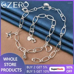 المعلقات Alizero 925 Sterling Silver 18 بوصة سلسلة النجوم / الماء إسقاط قلب قلادة للسحر للنساء مجوهرات حفل الزفاف