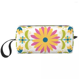 Aufbewahrungstaschen mexikanische Otomi Stickerei Blumenmuster Reise Kosmetiktasche Volk Blumen -Make -up Toilettenorganisator Ladies Beauty Dopp Kit