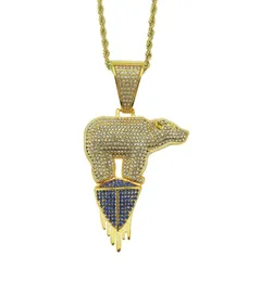 Glacier Polar Urso Pingente Pingente de Pingente Men Item de Item Men do Colar de Gold Chain ER Mens Hiphop Icepou Jóias Gold Chain3451084