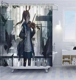 Ory Anime Wasłony prysznicowe Arknights Cartoon Bath Carzy Bunny Dziewczyna Dekor Home Decor Wodoodporne zasłony poliestrowe do Bathro1705506