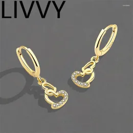 Orecchini a pennella Livvy Silver Color Hollow Out Double Heart 2024 Summer Trendy Elegante design per donne