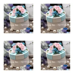 Party Favor Wholesale- 10Pcs/Lot Paper Gift Box Pink And Blue Wedding Boxes Candy - Drop Delivery Home Garden Festive Supplies Event Dhnzl