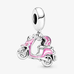 100% 925 Sterling Silber Pink Scooter Dangle Charms Fit Original Europäische Charmalme Armband Mode Frauen Hochzeit Engagement Schmuck 272m