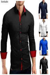 男性デザイナーシャツクラシックスタイルのロングリーブドレスシャツ男性用スリムカジュアル服メン039SホワイトブラックTSHIRT4142639