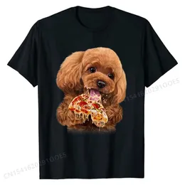 남자 티셔츠 배고픈 푸들 스 제비 피자 개-티셔츠 코튼 탑 맞춤형 핫 판매 파티 티셔츠 D240509