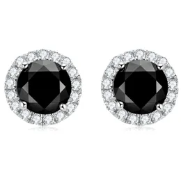 Unisex Fashion Bling 925 Серебряный серебряный черный круглый круглые каменные серьги для мужчин для мужчин Женщины хороший подарок 290U