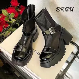 حذاء اللباس bkqu 2024 الاتجاه الصيف رقيقة زيادة أحذية الشبك