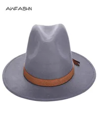 2020 jesienne zimowe słoneczne kapelusz kobiety mężczyźni fedora hat klasyczny szeroki brzeg poczuł się floppy cape cap chapau imitacja wełny cap6870625