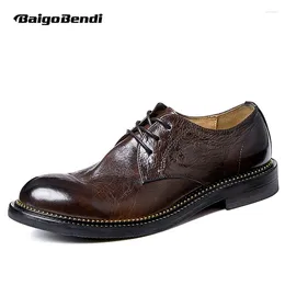 Sapatos casuais Rich Man deve ficar!Handmade Made Genuine Genuine Selta-De-Und Round Toe Derby Noble Gentleman British Retro Oxfords