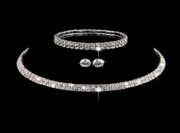 Silver Color Circle Crystal Bridal Jewelry Set African Beads Rhinestone Wedding Necklace Earrings Armband Set for Women1941548