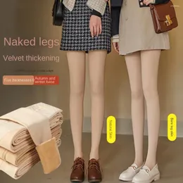 Donne calze più pantaloni di fondo di velluto pantaloni ad alta vita nucleità cutanea calze a colori per la pelle termica inverno artefatto a gamba nuda