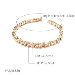 Bracelets de casamento Kinel Fashion 585 Pulseira de cor de ouro rosa para mulheres de luxo de luxo no noiva do casamento fino diário jóias finas novas
