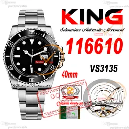 SALE 11661 VS3135 Automatic Mens Watch KING 40mm Ceramic Bezel Black Dial 904L Steel Case And Bracelet Super Edition Same Serial Card Reloj Hombre Puretime