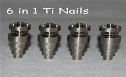 Universal Domeless Titanium Nail 6 In 1 10mm 14mm 18mm Manlig kvinnlig dubbelfunktion Gr2 Ti Nails Ash Dab Rigs3409418