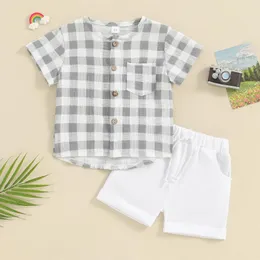 Roupas Conjuntos de roupas Citgeesummer crianças menino de menino definido com manga curta Tops Tops elásticos de cor de cor sólida