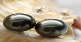 Perlenschmuck charmant riesiger 1011 mm tahitianer schwarzer Runde Perlenohrring 18K9296966