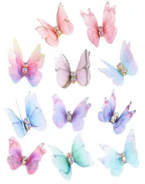 20pcs 3D Big Chiffon Butterfly Metal Base With Glitter Rhinestone Vivid Butterfly Design Nail Art Decorations Nail Accessories4562883